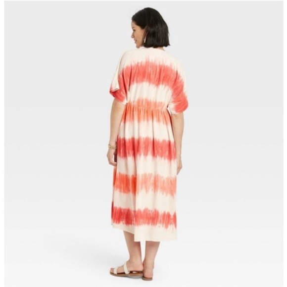 KNOX ROSE Coral Tie-Dye Bohemian Midi Dress Size XXL Flowy Beautiful Boho Beach - Picture 4 of 12